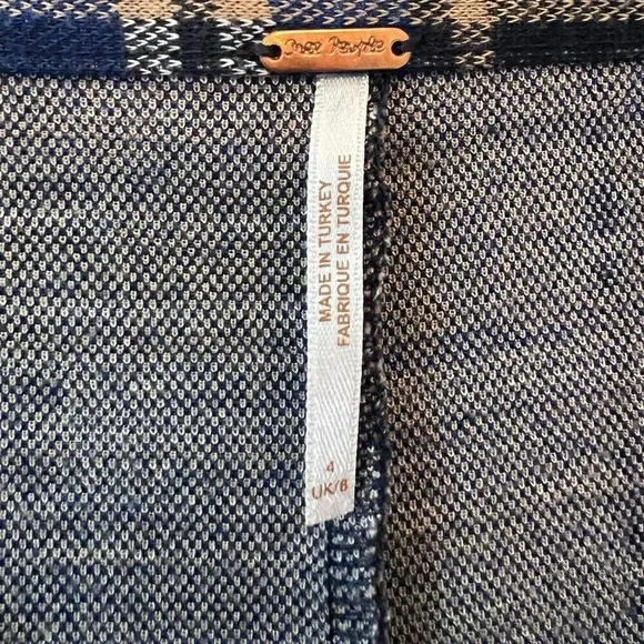 Free People Carnaby Plaid Pants in Blue Combo Size 4 - Picture 6 of 10